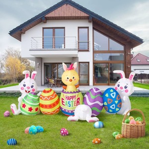 Holiday Outdoor Yard LED Light Decorations Cross-Border Easter <strong>Eggs</strong>, Rabbits, and Chicks: Cartoon Inflatable Toys - Product Image 6
