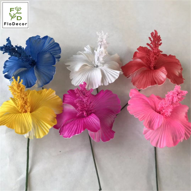 Atacado Artificial Hibiscus Rosa Flor Cabeças Para DIY Wreath Clip Casamento Decoração Do Hotel Arranjo Flor