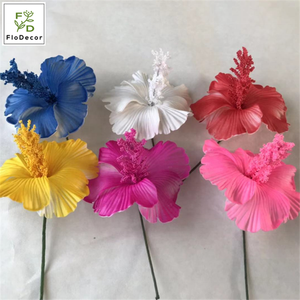 Têtes de fleurs artificielles Hibiscus Rosa pour bricolage Clip de couronne Décoration d'hôtel de mariage Arrangement floral - Product Image 1