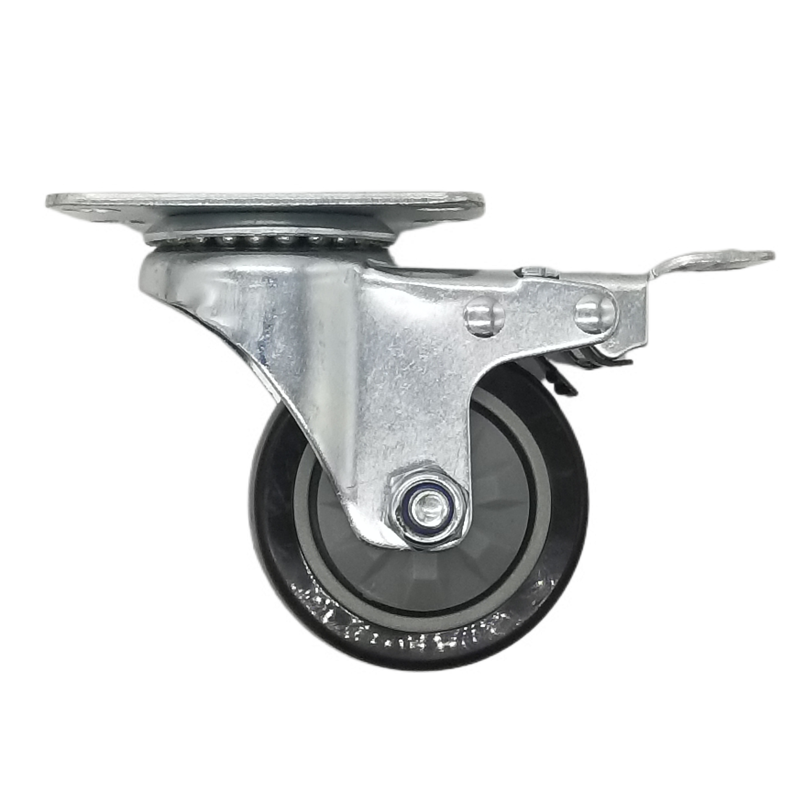 Support Custom Portable Durable Swivel PVC Brake Black 5 Inch Caster Wheels