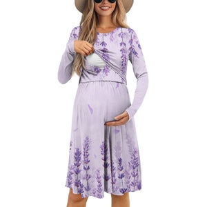 Robe décontractée pour femmes enceintes, à fleurs et à imprimé léopard, de haute qualité, douce et confortable, taille plus, robe d'allaitement - Product Image 4