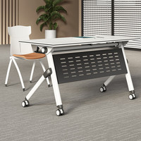 Table de formation pliable, ensemble table et chaises de conférence, bureau d'étude double multifonctionnel long et mobile