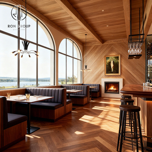 Ron Group Commercial <strong>Bar</strong> Stools <strong>Square</strong> Wood <strong>Table</strong> Leather Booth Seating Custom Restaurant Furniture <strong>Table</strong> - Product Image 1
