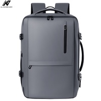 Sac d'ordinateur extensible grande capacité en PU imperméable avec fermeture éclair, compartiment sec/humide et port de chargement USB, idéal pour les voyages d'affaires