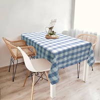 Nappe de table rectangulaire tissée moderne 100% polyester motif à carreaux blanc et bleu 54''x84'' pour toutes les générations, utilisation domestique et fêtes WUJI TP98099-582
