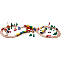 Set de Tren Urbano de Madera - Juguete de Vías de Ferrocarril para Niños con Vagones/Señales/Edificios, Set de Construcción Creativo para Desarrollar la Motricidad Fina