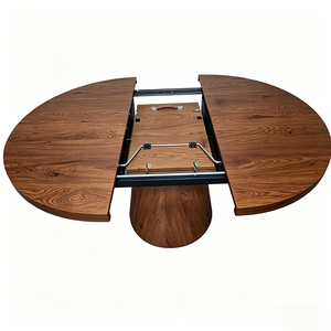 <span class=keywords><strong>Table</strong></span> à manger extensible de 57 à 63 pouces pour 4 à 6 personnes, <span class=keywords><strong>table</strong></span> à dîner ovale moderne pour cuisine avec feuilles papillon, <span class=keywords><strong>table</strong></span> en MDF gain de place en noyer - Product Image 2
