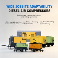 Compresseur d'air mobile à vis entraîné par moteur DEEMACH, 14/17 bars, 600/706cfm, pour applications minières, fonctionnant en conditions multiples