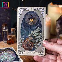 Kualitas tinggi grosir kustom cetak emas tepi emas hitam kertas Tarot dek kartu afirmasi dengan instruksi buku