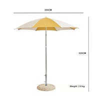 Parasol de plage pliable de 6,5 pieds, style rétro, robuste, portable, à hauteur réglable, pour jardin, plage et extérieur