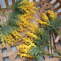 CL07502A bunga buatan buket bunga akasia semprotan Mimosa kuning untuk dekorasi DIY pesta rumah kantor