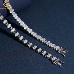 Pulsera de tenis de moissanita blanca y negra de corte ovalado, plata 925 con baño de rodio, engaste de garra, joyería romántica de alta calidad para mujer - Product Image 3