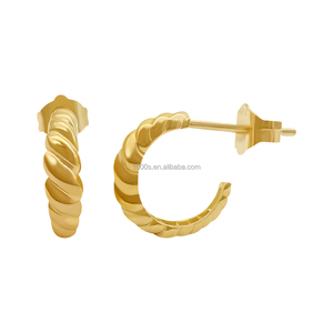 <span class=keywords><strong>Boucles</strong></span> <span class=keywords><strong>d</strong></span>'<span class=keywords><strong>oreilles</strong></span> <span class=keywords><strong>créoles</strong></span> <span class=keywords><strong>petites</strong></span> en or jaune véritable 9 carats pour femme, bijoux en or massif 9 carats, vente en gros - Product Image 5