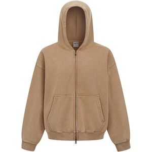 Keepsowing Women's Boxed <b>Zip</b> <b>Up</b> Hoodie Oversized <b>Cropped</b> Fleece Sweatshirt Streetwear Style - Product Image 1