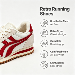Chaussures de course rétro pour hommes, entièrement blanches, avec logo personnalisé, en maille et <span class=keywords><strong>cuir</strong></span> respirant, plateforme multicouche et semelle à crampons - Product Image 5