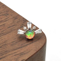 Piercing en Titane G23 Plaqué Argent avec Zircon Cubique Carré et Opale Aurora pour Nez, Oreilles, Conch, Labret, Tragus, Hélix, Bijou Fin de Mariage