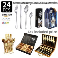 DINGYONG OEM/ODM Bestseller Amazons Hit 1010 Ensemble de couverts en acier inoxydable écologique 24 pièces, couteau, fourchette et cuillère de style occidental