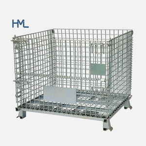 Customized foldable heavy duty galvanized foldable collapsible metal storage wire mesh container