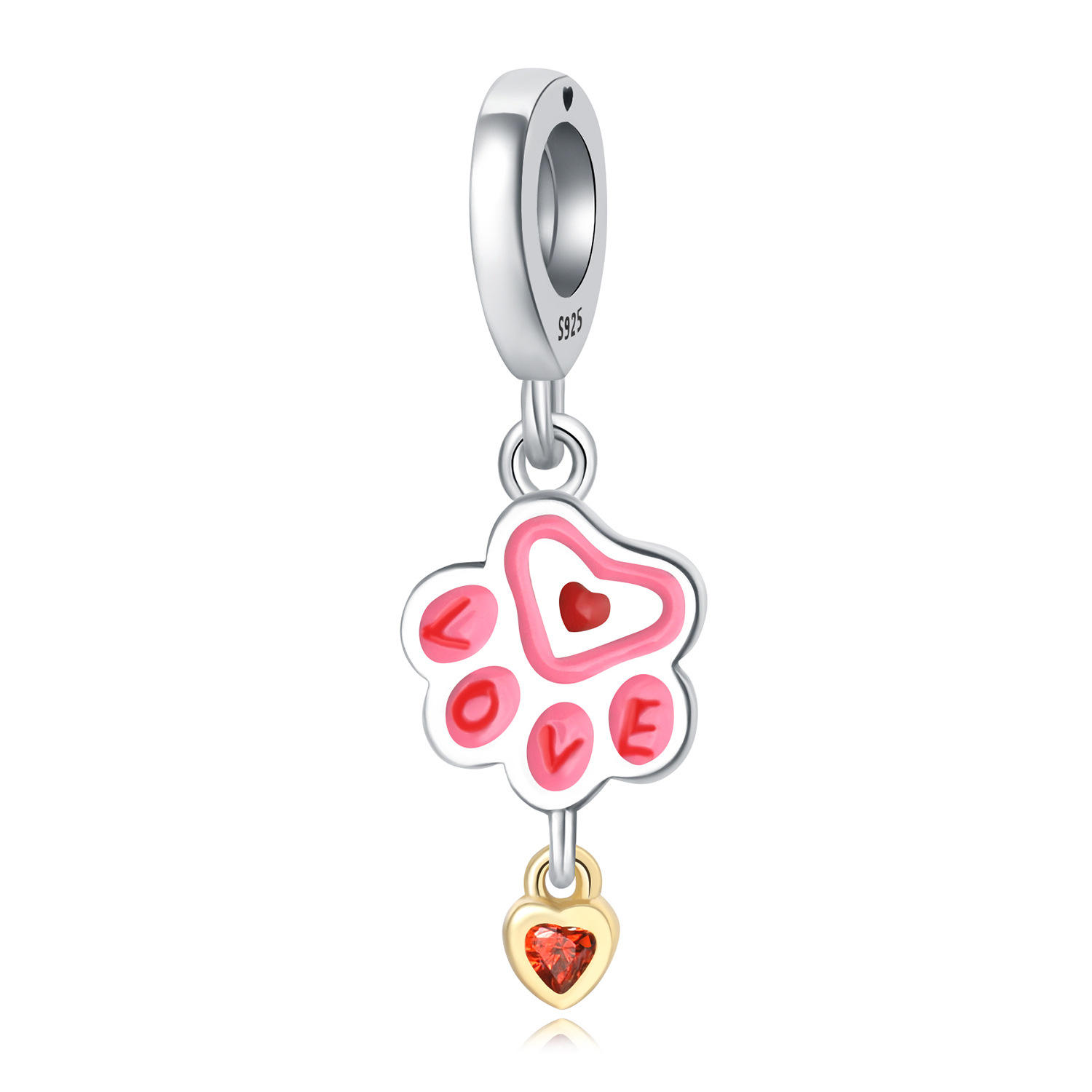 จี้รูปหัวใจรูปอุ้งเท้า Osc0111-pink แบบห้อย