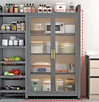 Meuble de rangement de cuisine 3/4 niveaux avec portes, support pour micro-ondes, étagère utilitaire rotative avec paniers et étagères