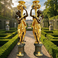 Statue de déesse classique en bronze doré, paire de sculptures de cornucopia artisanales pour intérieurs de luxe, sculpture en bronze