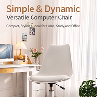 Chaise d'ordinateur confortable à structure en acier, dossier solide, ergonomique, réglable en hauteur, pivotante, base 5 étoiles, sans dossier de bureau/dortoir