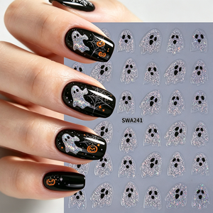 Pegatinas <span class=keywords><strong>de</strong></span> Uñas con Purpurina Plateada <span class=keywords><strong>de</strong></span> Fantasmas para Halloween 2026, Calcomanías <span class=keywords><strong>de</strong></span> Uñas con Diseños <span class=keywords><strong>de</strong></span> Fantasmas, Telarañas, Calabazas y Estrellas - Product Image 2