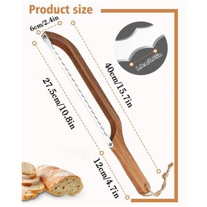 Toptan sourknife dilimleme bıçağı ahşap saplı ekmek yay bıçak tırtıklı <span class=keywords><strong>Bagel</strong></span> bıçak ekmek kesici