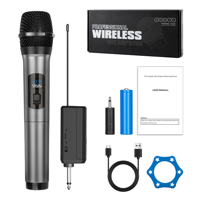 LN1 OEM Professional Mini Receiver 2.4G Wireless Handheld Microphone System with Noise Cancelling for Karaoke (Plastic)