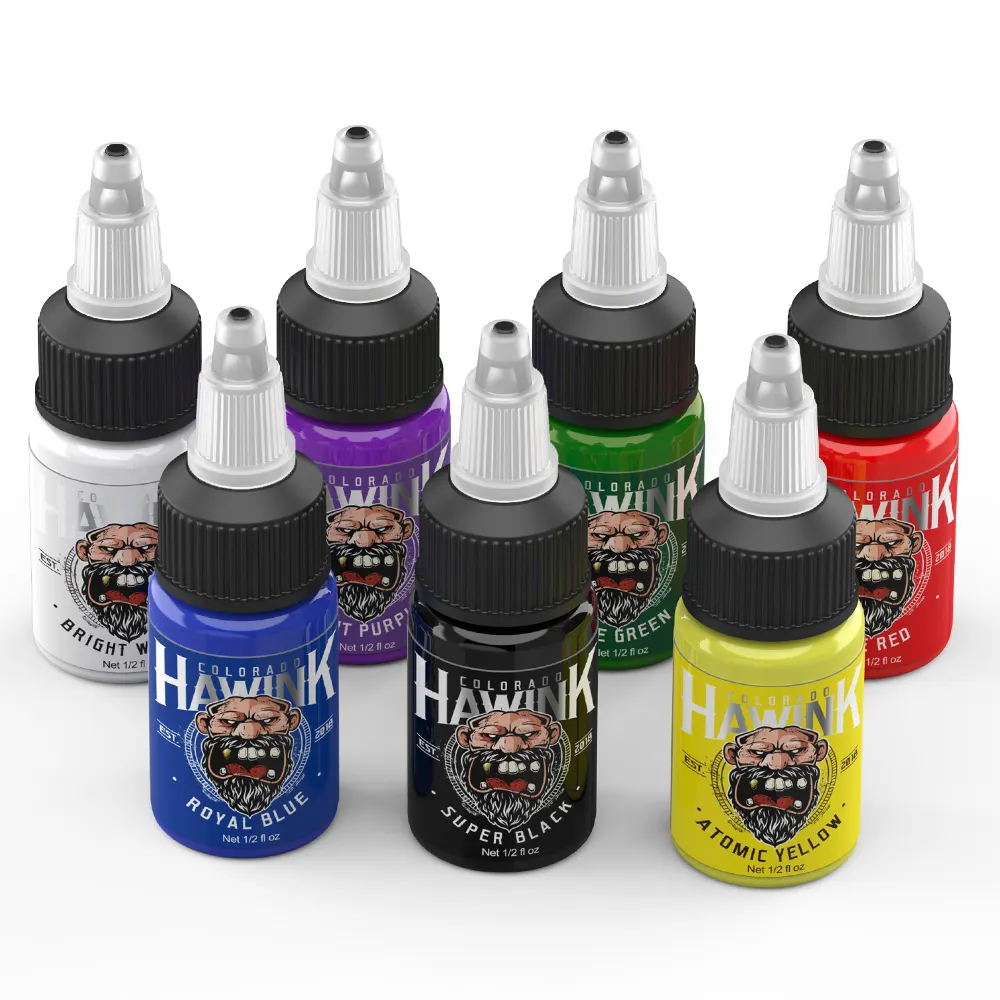 Tinta tato seni tubuh kustom profesional 15ML 7 set warna pigmen tato