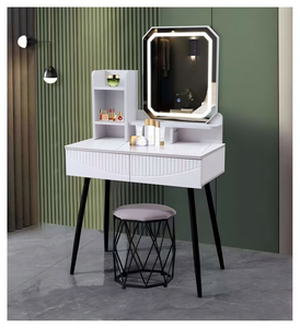 Modern <b>Makeup</b> <b>Vanity</b> Table with Lighted Mirror Storage Desk for Bedroom Furniture - Product Image 1