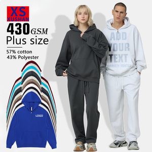 Customized Logo Cartoon Pattern 430 Grams Polyester/Cotton Fabric Winter Men's Women's Quarter-Zip Oversized Hooded Breathable