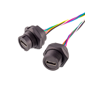 <strong>30mm</strong> 50mm Wire Receptacle IP67 <strong>Socket</strong> Male to Female Threaded Type C USB 3.0 Extended Cable - Product Image 5