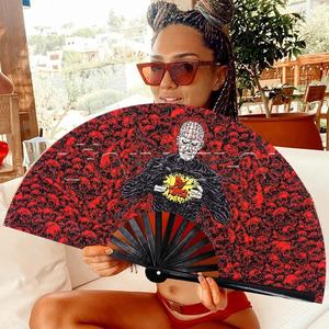 Nuevo ventilador Rave con LOGOTIPO impreso personalizado, ventilador de mano grande de 33cm plegable para Performance Festival Party - Product Image 2