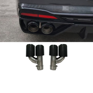 Kit Carrosserie Extérieur Aspect Fibre de Carbone Noir Brillant pour <span class=keywords><strong>Audi</strong></span> A4 S4 B9 2017-2020 : Diffuseur Arrière, Spoiler, Lame Avant et Embouts d'Échappement - Product Image 6