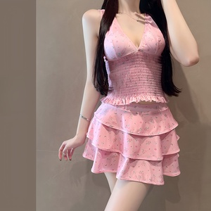 Traje de Baño de Dos Piezas Personalizado para Mujer, Bonito y Transpirable, Ecológico, de Poliéster/Algodón, con Volantes en la Cintura, <span class=keywords><strong>Moldeador</strong></span> de Cuerpo para Playa - Product Image 1
