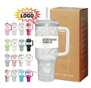 40 oz 40 oz Polar Swirl Quencher H2.0 Botella de agua térmica aislada Taza de café de viaje Taza de vaso de acero inoxidable con asa