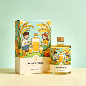 Caja de Papel con Tapa y Base Personalizada con Logotipo Directo de Fábrica, Estuche de Regalo Premium para Shochu de <span class=keywords><strong>Cebada</strong></span> con Lámina Dorada - Product Image 2