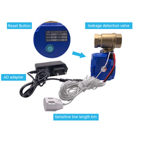 Vanne d'eau automatique en laiton DN15 (1/2 pouce) avec système d'alarme de fuite d'eau 85 dB et capteur d'eau de 6 m pour la protection contre les fuites domestiques