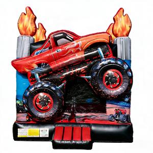 Casa de Brinco Inflable con Diseño de Camioneta Monstruo, <span class=keywords><strong>Llamas</strong></span> 3D, Material de PVC Rojo/Negro, Grado Comercial, para Fiestas de Cumpleaños Infantiles - Product Image 1