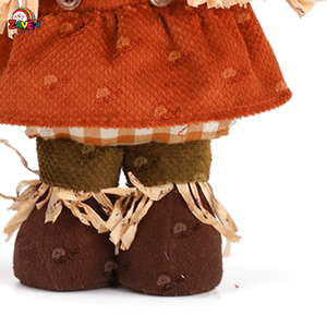 Плюшевый соломенный пугало-забавник Zaves Orange 13 дюймов с большими шляпами, украшение для осенней вечеринки в честь урожая, милые унисекс-куклы для использования в помещении - Product Image 6