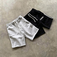 Ensemble de survêtement en coton épais de haute qualité, sweat à capuche zippé pour homme avec logo imprimé et short à bords bruts
