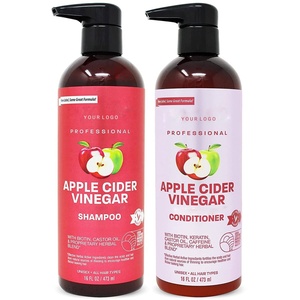 Juego de cuidado del cabello de 16 FLOZ/473 ML, hidratante, nutritivo, ácido de manzana, Vinagre, champú, acondicionador, queratina, rico en ácido salicílico - Product Image 1