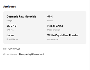 99% Phenylethyl Resorcinol White Crystalline Powder <b>Skin</b> Whitening Moisturizing Cosmetic <b>Raw</b> Material - Product Image 6