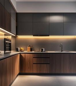 Mueble Modular de Madera para Cocina con Encimera, Luz LED e Isla - Product Image 4