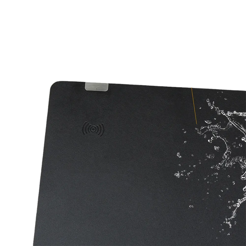 Genuine Leather Creative Keyboard Notebook Desk Mat with Fast Wireless Charging Fast Mobile Phone Charging Desk Mat