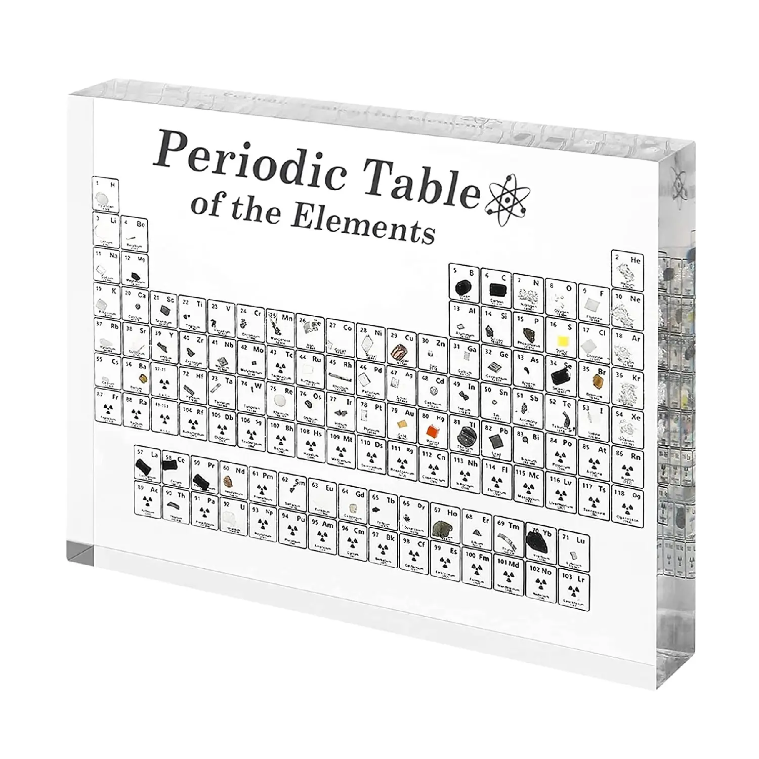 الجدول الدوري مع عناصر حقيقية داخل الجدول الدوري الاكريليك مع عينات عناصر عرض الجدول الدوري مع العناصر