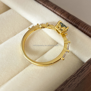 Anillos de Compromiso y Boda de Ágata Musgosa con Incrustaciones de Diamantes, Chapados en Oro de 18K, para Mujer, Regalo de Aniversario, Amuleto de Buena Suerte, Venta al Por Mayor - Product Image 3