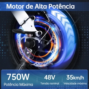 Scooter Eléctrico Plegable S6s <span class=keywords><strong>de</strong></span> Brasil, Llantas <span class=keywords><strong>de</strong></span> 14 Pulgadas, Motor <span class=keywords><strong>de</strong></span> 750W, Batería Integrada <span class=keywords><strong>de</strong></span> 48V 10.4AH, Frenos <span class=keywords><strong>de</strong></span> Disco, Carga Máxima 125kg - Product Image 4