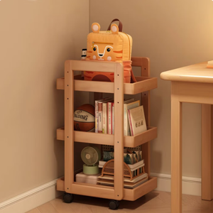 Estantería de pie, estante para mochilas infantiles, carrito móvil, libros <span class=keywords><strong>con</strong></span> <span class=keywords><strong>ruedas</strong></span>, almacenamiento multinivel para uso doméstico. - Product Image 3